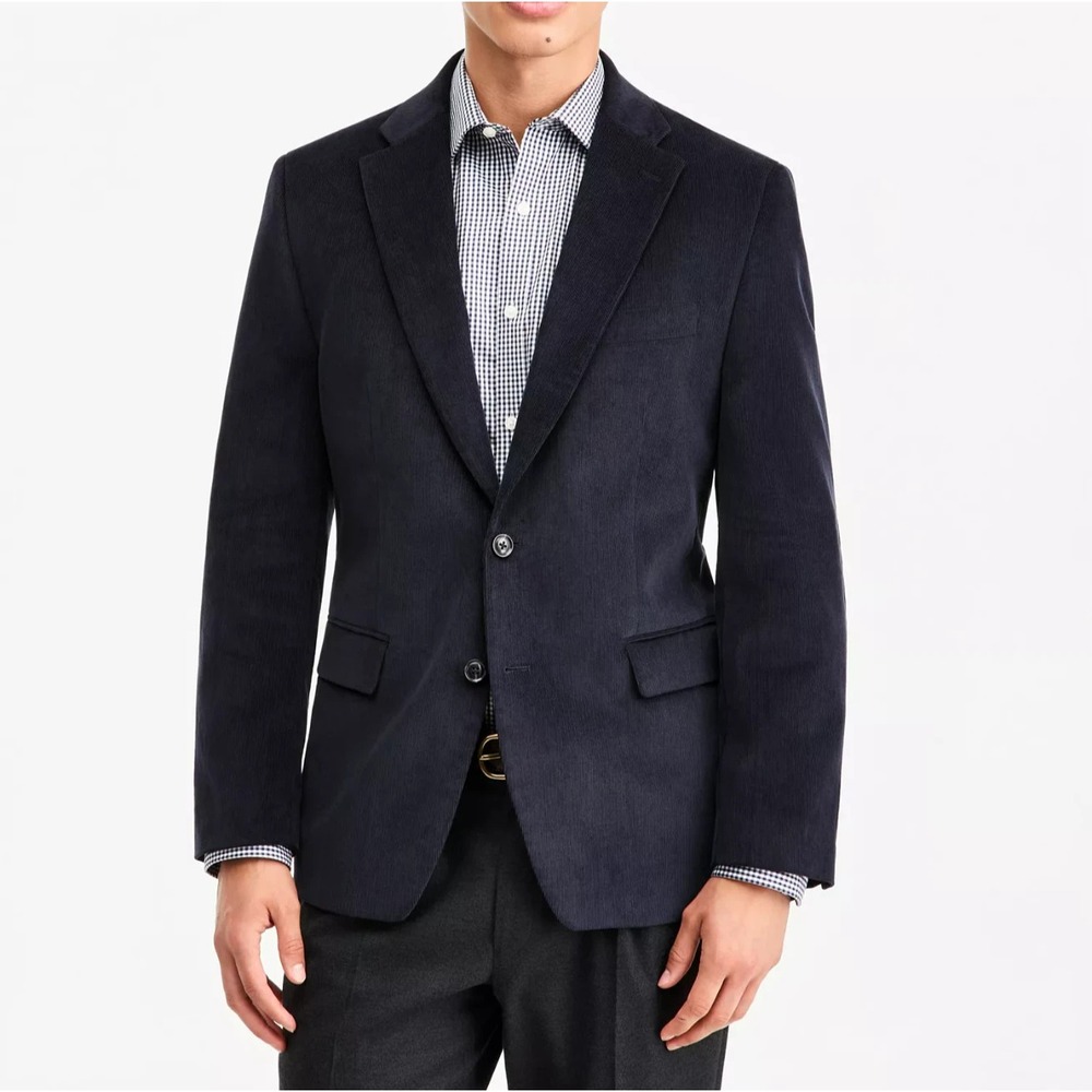 Tommy Hilfiger Sport Coat Blazer Mens 46L Modern fit Cotton Corduroy Navy Blue
